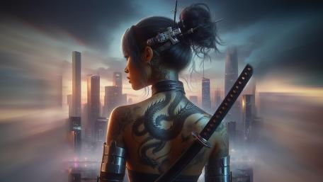 Tattooed Samurai Sentinel wallpaper