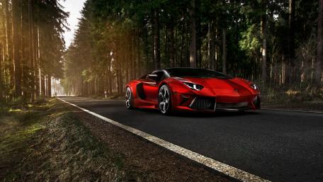 Mansory Lamborghini Aventador on Forest Road wallpaper