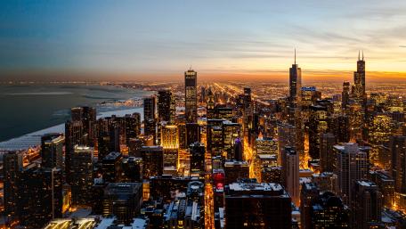 Chicago Skyline at Sunset wallpaper