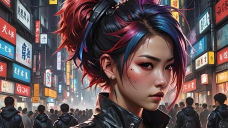 Neon Alley Cyberpunk Portrait wallpaper