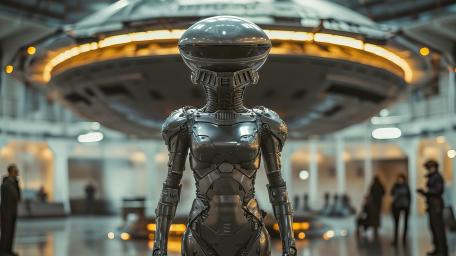 Futuristic Cyborg Sentinel wallpaper