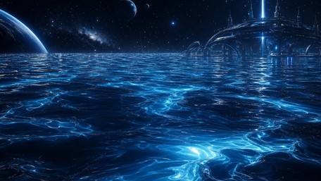 Alien Ocean Under Starlit Skies wallpaper