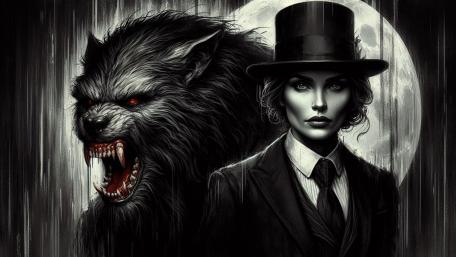 Moonlit Lycanthrope Elegance wallpaper