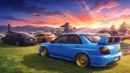 Sunset Subaru Impreza Show Stopper wallpaper