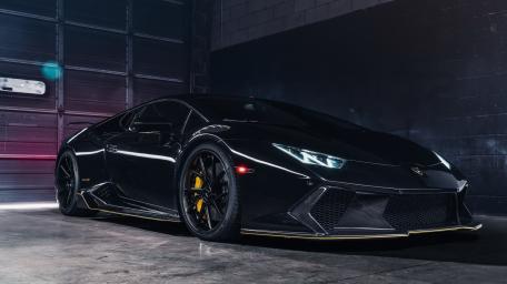 Stealth Lamborghini Huracan in Neon Garage wallpaper