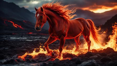 Fiery Mustang of the Volcanic Dawn wallpaper