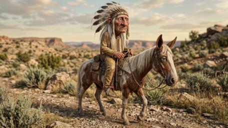 Feathered Chief on a Desert Ride wallpaper