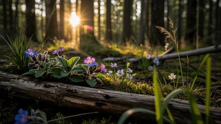 Sunlit Woodland Bloom wallpaper