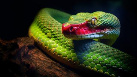 Emerald Viper Staring Through Shadows wallpaper