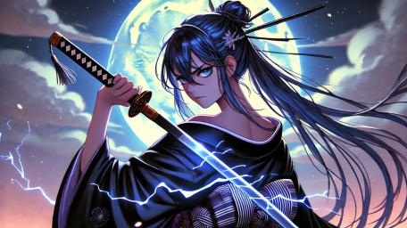 Moonlit Samurai Spirit wallpaper