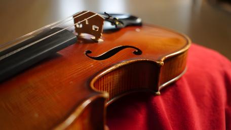Elegant Violin Resting On Velvet wallpaper