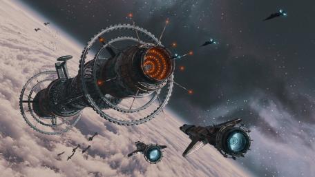 Orbital Citadel Over Earth wallpaper