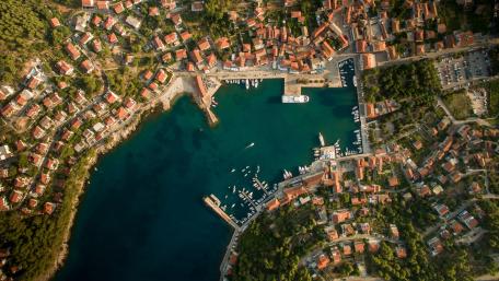Aerial Harbor View of Jelsa Croatia wallpaper