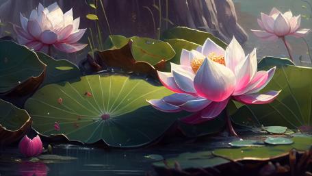 Serene Pink Lotus Bloom wallpaper