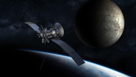 Deep Space Probe Over Silent Moon wallpaper