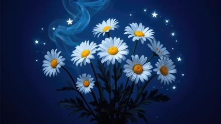 Moonlit Daisy Bloom Dream wallpaper