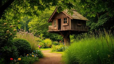 Enchanted Summer Treehouse Retreat wallpaper