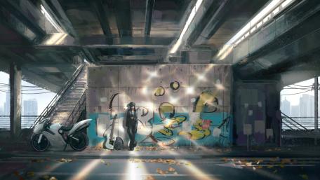 Urban Melody Under the Overpass wallpaper