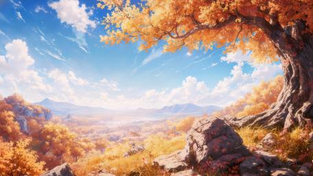 Autumn Serenity Over the Valley wallpaper