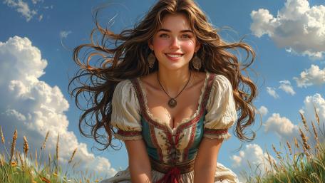 Sunlit Meadow Fantasy Portrait wallpaper
