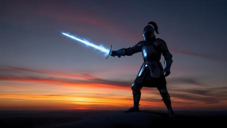 Twilight Knight with Glowing Blade wallpaper