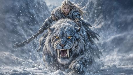 Frozen Huntress Riding the Storm Beast wallpaper