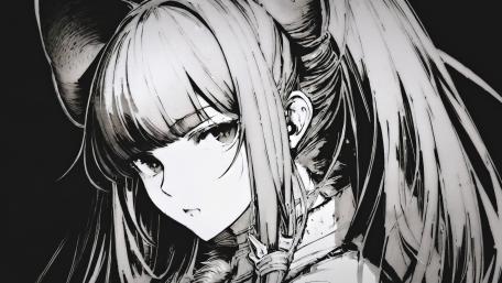 Dark Monochrome Anime Girl wallpaper