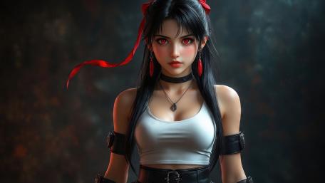 Mysterious Crimson Eyed Anime Beauty wallpaper