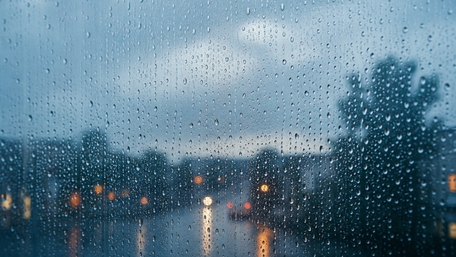 Rainy City Lights Through Foggy Glass wallpaper