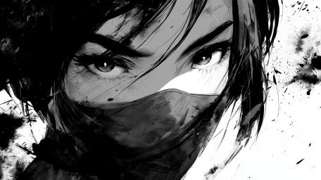 Ink Shadow Ninja Portrait wallpaper