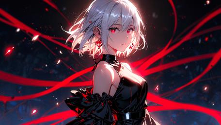 Crimson Eyes Silver Whisper wallpaper