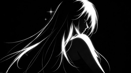 Monochrome Anime Glow Portrait wallpaper