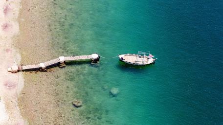 Tranquil Aerial View of a Serene Coastal Scene wallpaper