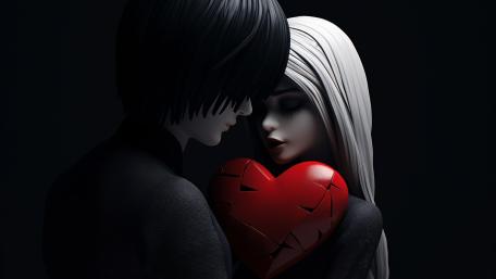 Midnight Embrace of Broken Hearts wallpaper