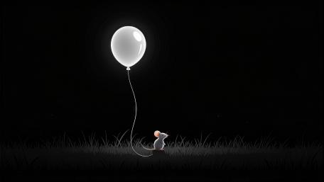 Moonlit Mouse and Floating Balloon wallpaper