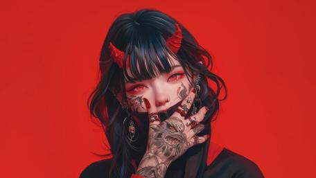 Crimson Horned Rebel wallpaper