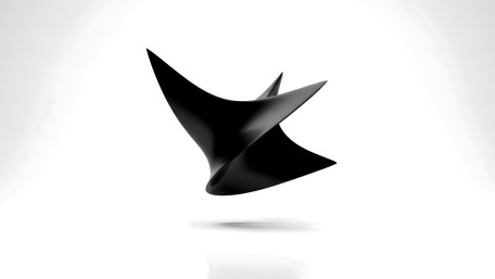 Void Sculpture: Floating Matte Black Geometric Mobius Ribbon 4K Abstract Wallpaper wallpaper