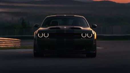 Dark Dodge Challenger at Sunset wallpaper