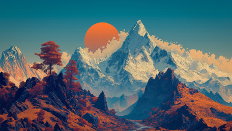 Sunset Peaks of an Enchanted World wallpaper