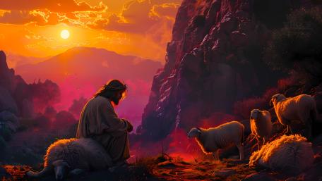 Sacred Shepherd at Sunset wallpaper