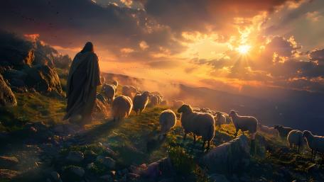 Divine Shepherd at Sunset wallpaper