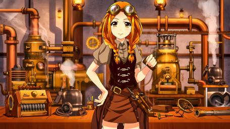 Steampunk Workshop Inventor Girl wallpaper