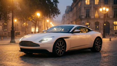 Elegant White Coupe Under City Glow wallpaper