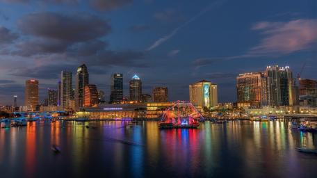Tampa Waterfront Skyline at Dusk wallpaper