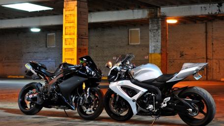 Twin Superbikes in Industrial Glow wallpaper