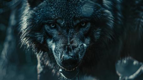 Dark Wolf Stare in the Shadowed Wild wallpaper