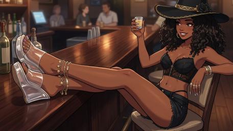 Seductive Night at the Anime Bar wallpaper