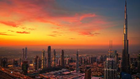 Dubai Skyline at Sunset wallpaper