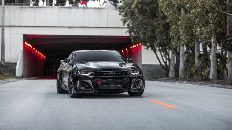 Black Camaro Emerging from Tunnel wallpaper