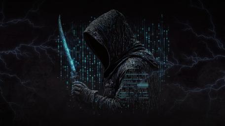 Cyber Arcane Assassin in Digital Shadows wallpaper